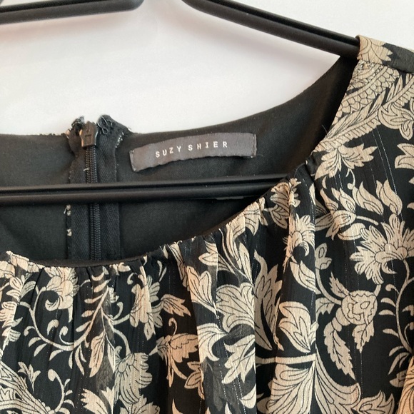 👗Suzy Shier Hi-Low Ruffle Sleeve Belted Dress in Tan/Black👗 - Picture 2 of 7